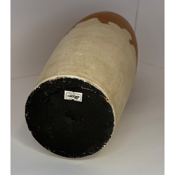 Vintage Mexican Clay Vase – 20" Tall Terracotta & Whitewashed Pottery – Rustic - Picture 3 of 4